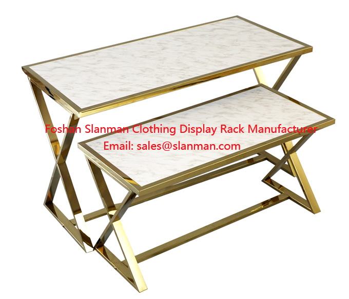 Retail Clothes Shop Gold Marble Grain Modern Display Table