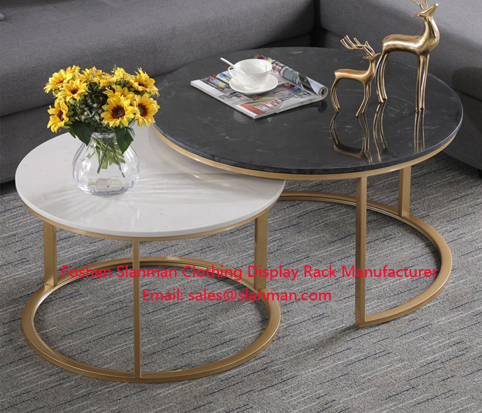Home Furniture Living Room Marble MDF Top Gold Table Sets Modern Coffee Table Set for Living Room