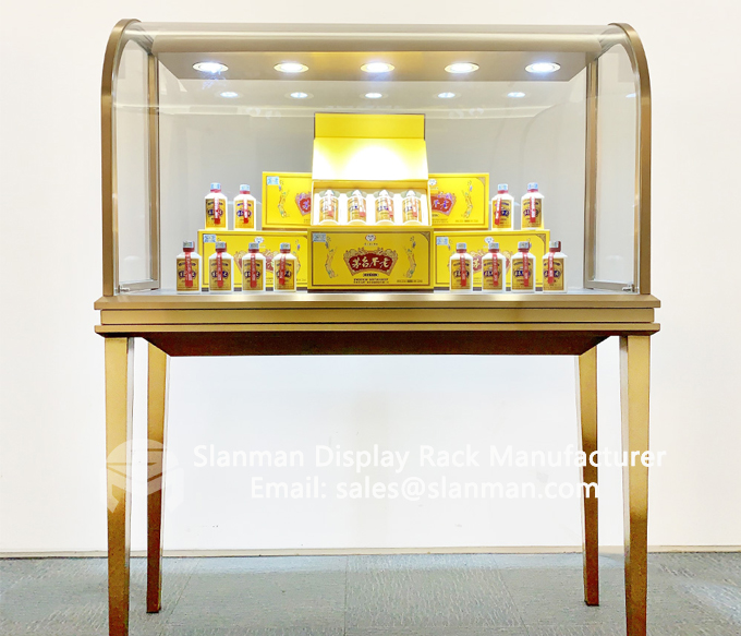 Custom Size Jewelry Shop Display Cabinet Showcase with Led Light Counter Interior Design Metal Display Stand