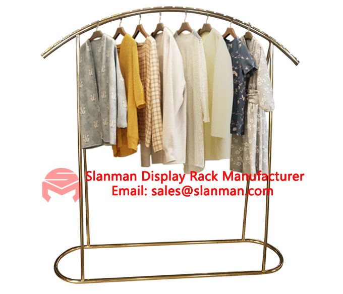 Shop Stands Gold Baby Clothes Metal Hanging Display Rack System Sports Metal Stainless Steel Retail Shops